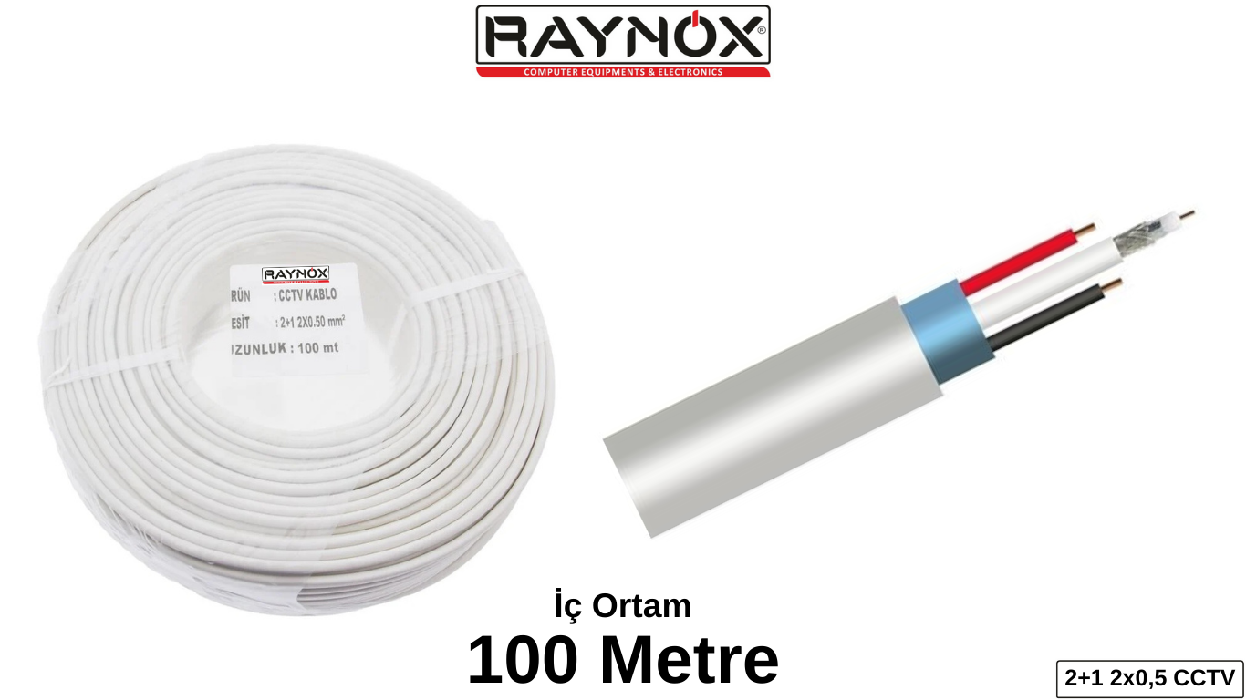 RAYNOX 2+1 2*0,5 İÇ ORTAM CCTV 100 MT KABLO