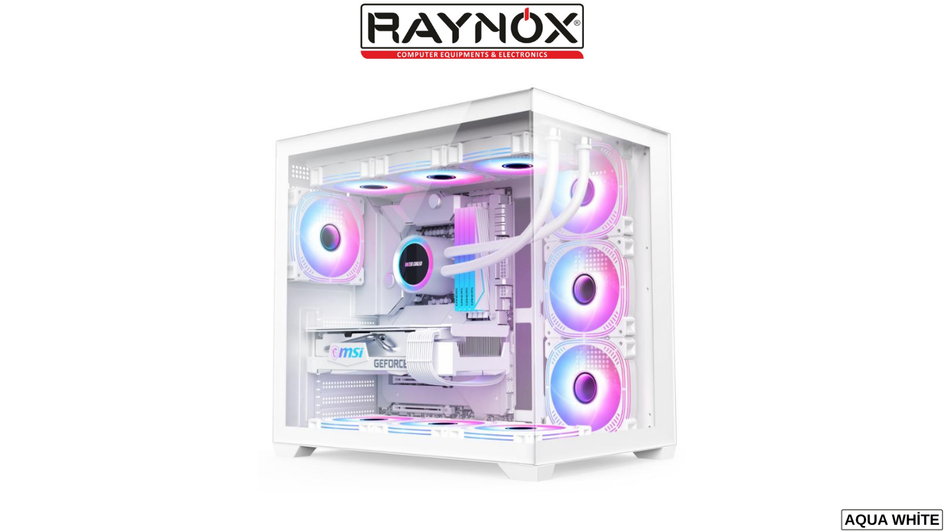 RAYNOX AQUA WHITE PC CASE(CASE+FC+7*FAN)