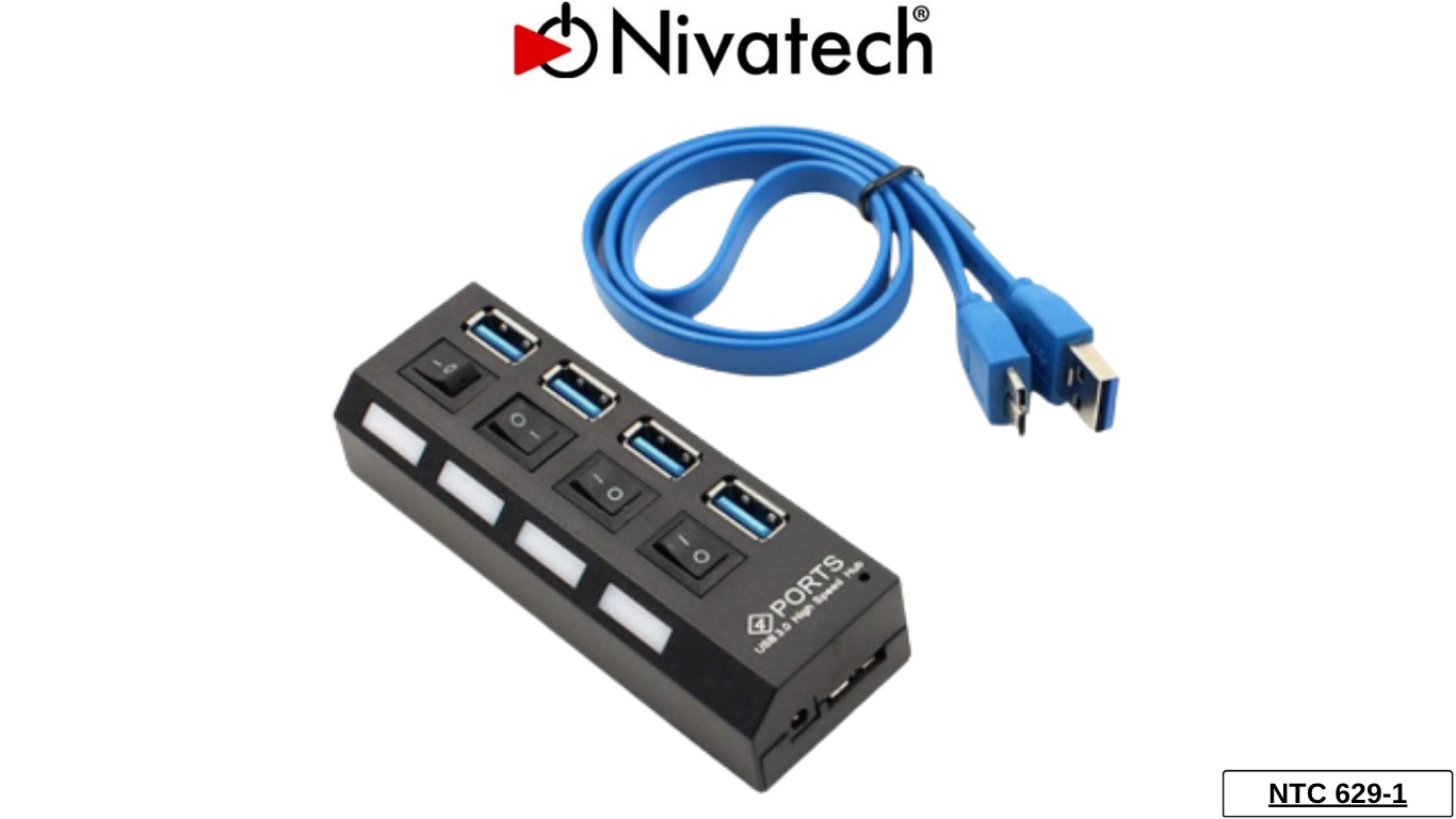 Nivatech NTC 629-1 4 PORT ANAHTARLI  USB 3,0 HUB